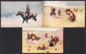 Cowboy Art Lot of 11 Postcards 1900s-1910s John Innes Charles Russell Etc.