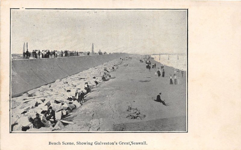 J38/ Galveston Texas Postcard c1910 Great Seawall Beach Scene 80