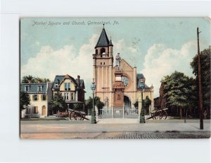 Postcard Market Square & Church Germantown Pennsylvania USA