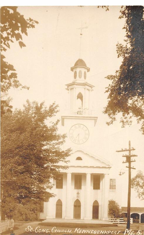 F21/ Kennebunkport Maine RPPC Postcard c1910 South Congregational Church