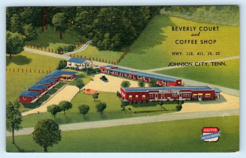 JOHNSON CITY, Tennessee TN ~ Roadside Motel BEVERLY COURT Coffee Shop Postcard