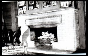 1950s Library Fireplace Limberlost State Memorial Geneva IN Real Photo Postcard