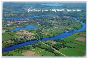 1985 Greetings From Ladysmith Wisconsin WI, Aerial View Vintage Postcard