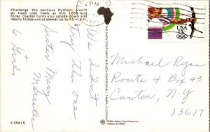 Python Rollercoaster Amusement Park Tampa Florida Busch Gardens  Postcard VTG 