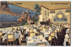 Restaurant Interior CARL'S RIO ROOM, ST LOUIS MO  Linen Postcard, Teich 1948