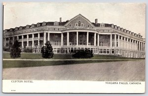 Clifton Hotel Niagara Falls Canada Roadway View Of Building Landmark Postcard