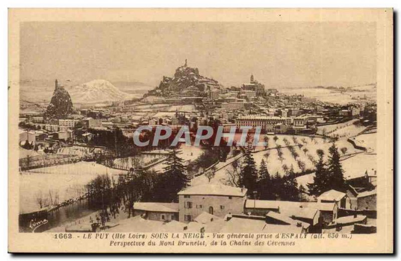 Le Puy Old Postcard Under the niege General view taken of & # 39Espaly Mont B...