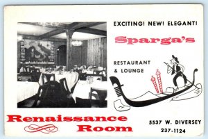 CHICAGO, Illinois IL ~ Restaurant SPARGA'S RENAISSANCE ROOM  4x6 Postcard