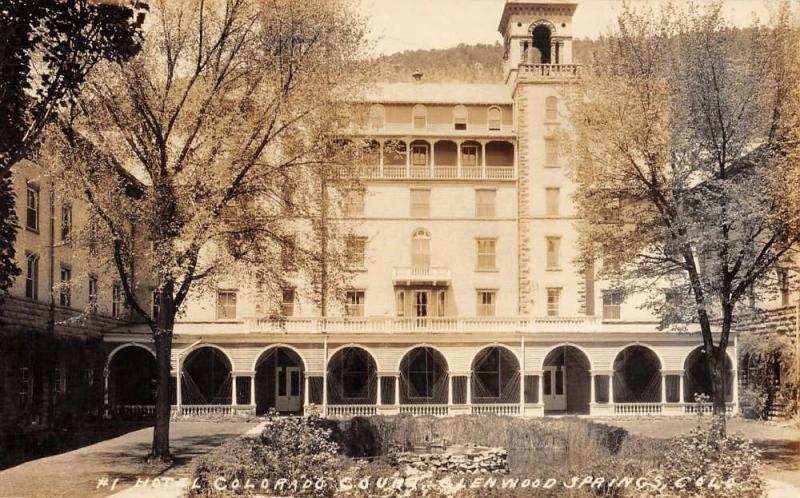 Glenwood Springs Colorado Hotel Court Real Photo Antique Postcard K22475