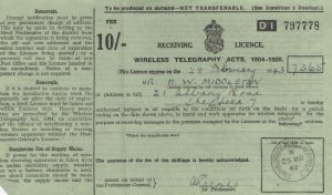 Radio Receiving Licence Wireless Telegraphy WW2 1943 Yorkshire Ephemera