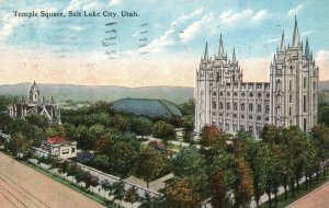 Vintage Postcard 1915 Temple Square Salt Lake City, Utah UT Souvenir Novelty Co.