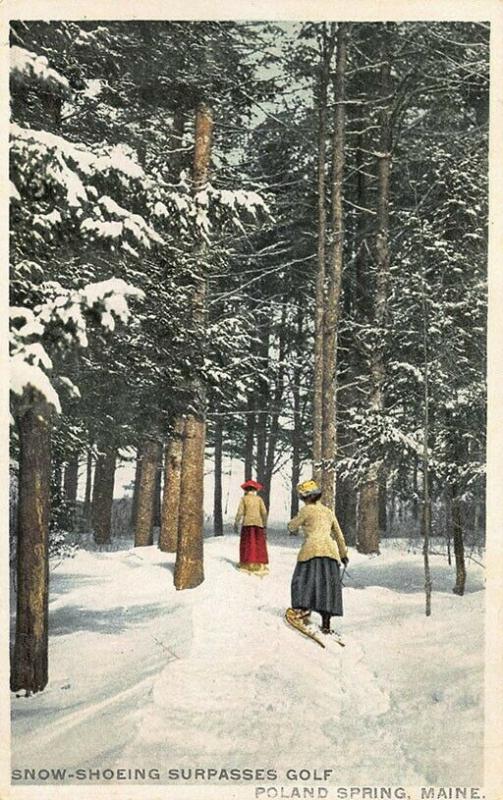 Poland Spring ME Snow-Shoeing Surpasses Golf Detroit Publishing Postcard