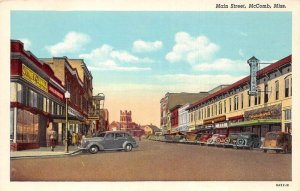 McComb Mississippi Main Street, Street Scene Vintage Postcard TT0050