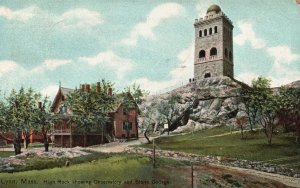 Vintage Postcard 1908 High Rock Observatory and Stone Cottage Lynn Massachusetts