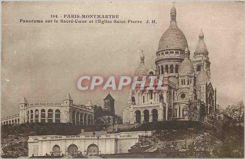 Old Postcard Panorama Paris Montmartre and the Sacre Coeur Church St. Peter