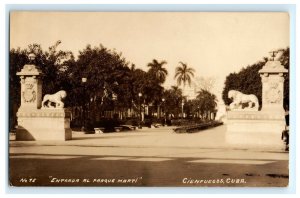 Entrada AL Parque Marti Cienfuegos Cuba Real Photo RPPC Postcard (F11)