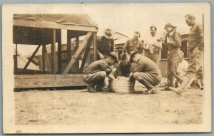 MEXICAN WAR AMERICAN CAMP DOG WASH DAY ANTIQUE REAL PHOTO POSTCARD RPPC