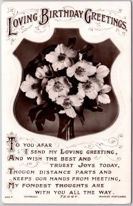 Flower Bouquet Loving Birthday Greetings And Message Real Photo RPPC Postcard