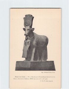 Postcard Psammétique devant la vache Hator Musée du Cairo Egypt