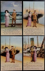 WW1 THE ANCHOR'S WEIGHED Bamforth Song Cards set of 4 No 4824/1/2/3/4