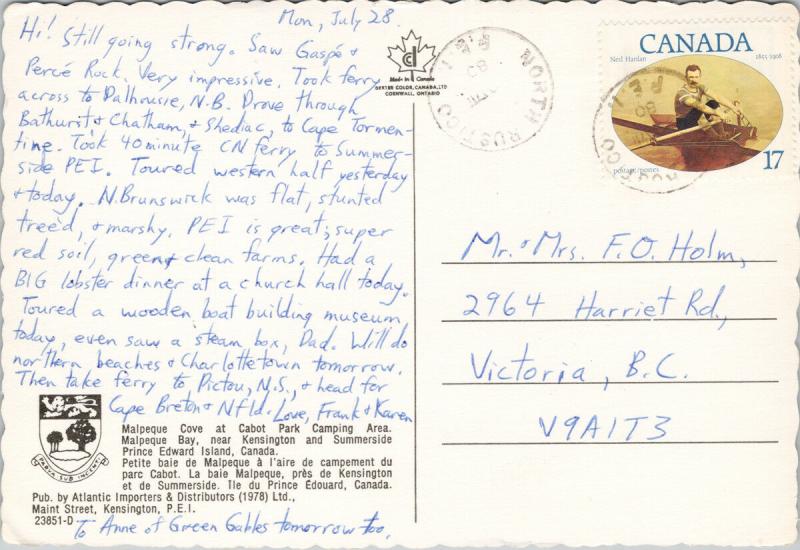 Malpeque Cove PEI Prince Edward Island Cabot Park Area Boats Unused Postcard D55