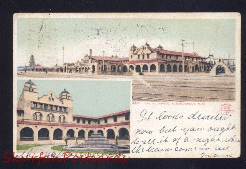 ALBUQUERQUE NEW MEXICO THE ALVARADO HOTEL RAILROAD DEPOT 1903 N.M. POSTCARD