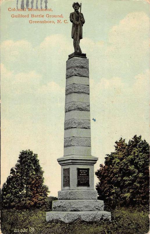 Greensboro North Carolina Guilford Battle Ground Postcard K81017