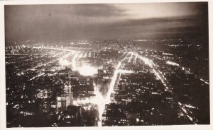 New York City South View At Night From Empire State Building Real Photo