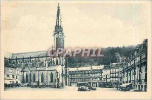 Old Postcard Plombieres les Bains Place of the Church and Beunis stores