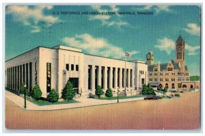 1949 US Post Office & Union Station Building Nashville Tennessee TN Postcard