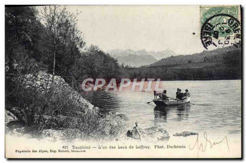 Old Postcard L & # 39un lakes Laffrey Barque