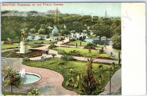 c1910s Boston, MA Panorama Public Garden Scenic View Litho Photo Postcard A145