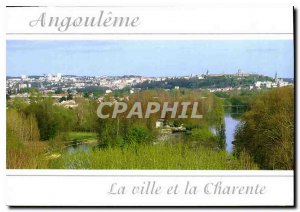 Modern Postcard Angouleme Charente Old town situated on a tray and its walls ...