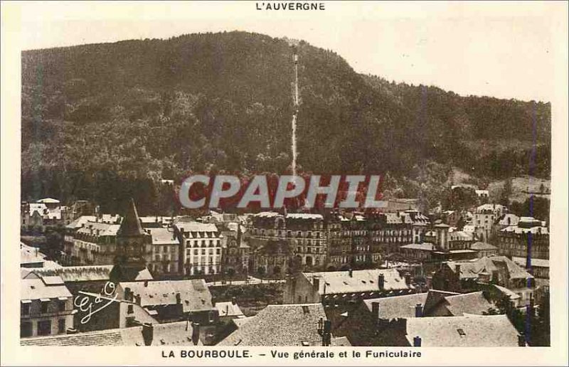 Old Postcard The Auvergne bourboule general view and the funicular