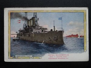 AMERICAN NAVY U.S.S. CONNECTICUT HOTEL CHAMBERLIN Fortress Monroe c1917 Postcard