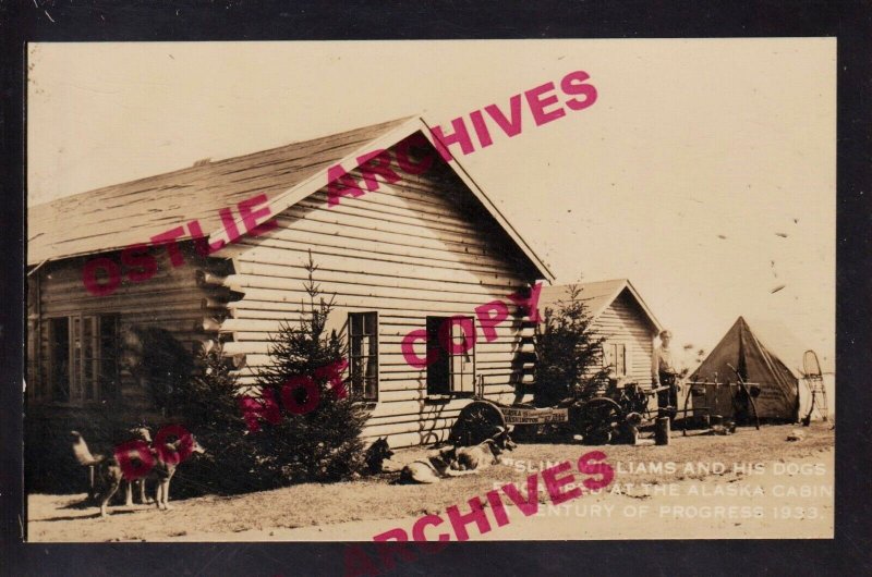 Chicago RPPC 1933 CROSS COUNTRY TRAVELER Slim Williams ALASKA CAMP Worlds Fair