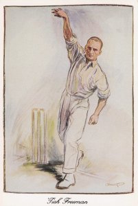 Alfred Percy Tich Freeman Kent England Cricket Painting Postcard