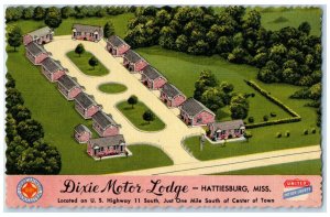 c1950's Dixie Motor Lodge Hattiesburg Mississippi MS Vintage Postcard