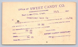 K8/ Salt Lake City Utah Postcard c1910 Sweet Candy Company 73