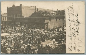 SIOUX RAPIDS IA STREET CIRCUS ACROBATS ANTIQUE REAL PHOTO POSTCARD RPPC