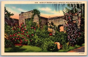 Manatee near Bradenton Florida 1940s Postcard Ruins Of Braden Castle