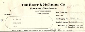 1937 THE ROOT & McBRIDE CO CLEVELAND OHIO DRY GOODS BILLHEAD INVOICE Z513