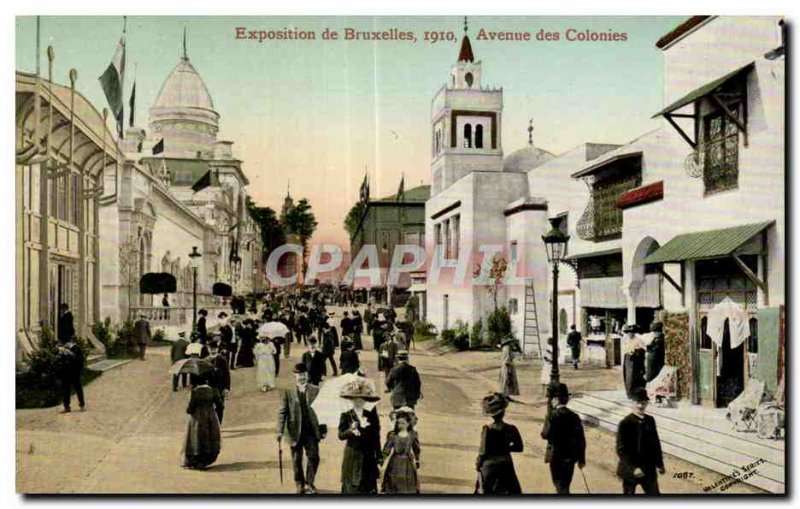 Old Postcard Belgium Brussels Exposition 1910 Avenue colonies