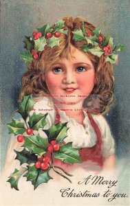 Christmas, PFB No 7792-1, Girl Decorated with Holly