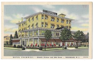 Hotel Cromwell, Atlantic Avenue, Wildwood, New Jersey Unused Linen Postcard