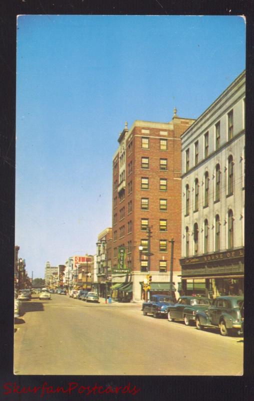 Freeport Illinois Downtown Main Street Scene 1950'S Cars Vintage Postcard United States