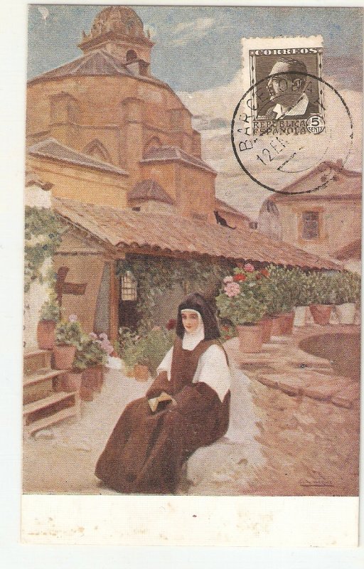 C.Vazquez. The Nun. Recuerdo de amor Art vintage Spanish postcard