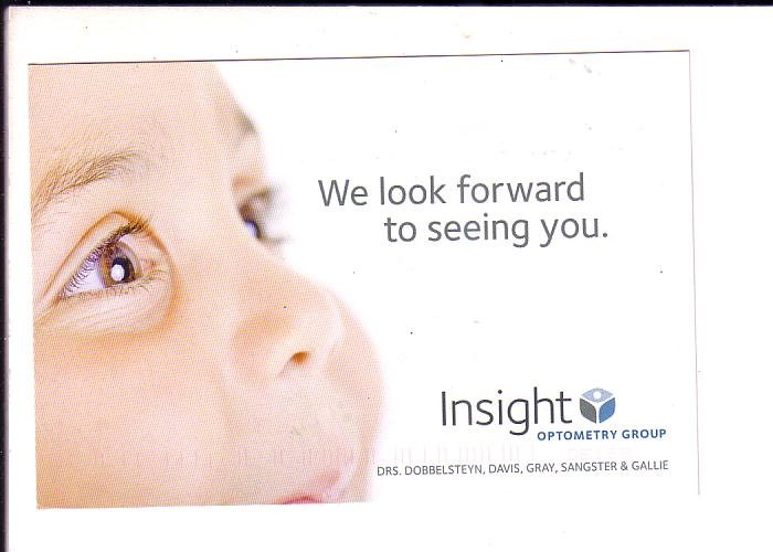 Insight, Optometrist Reminder Postcard, Halifax, Nova Scotia