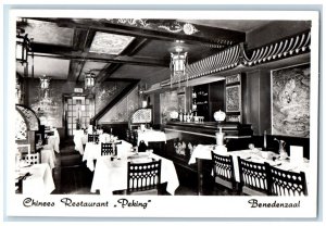 Chinese Restaurant Peking Dining Room Amsterdam Holland RPPC Photo Postcard 