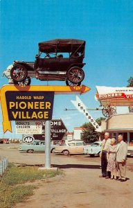 MINDEN, NE Nebraska PIONEER VILLAGE SIGN & Owner Harold Warp  ROADSIDE Postcard